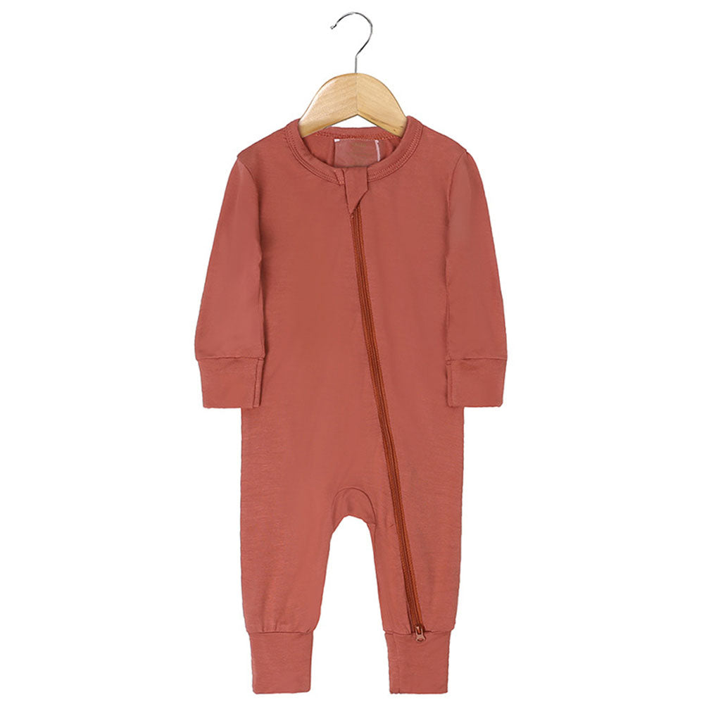 Zipper in Oat Bamboo Fiber Baby Newborn Romper