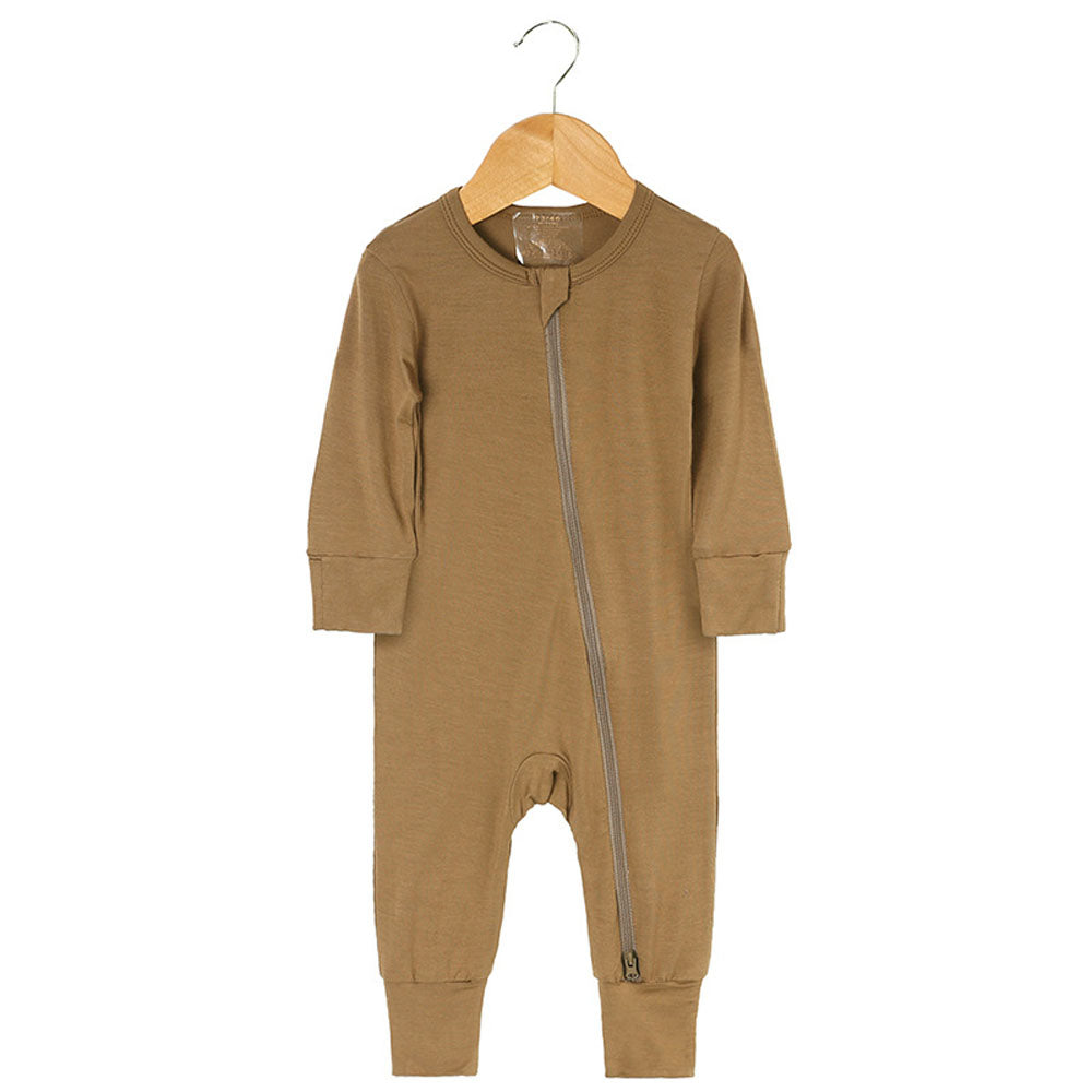 Zipper in Oat Bamboo Fiber Baby Newborn Romper