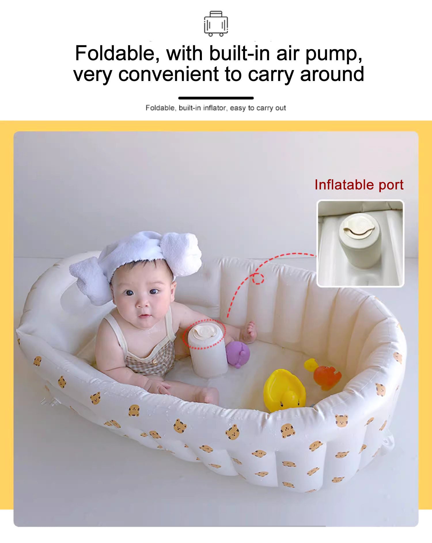 Portable baby bath tub newborn bath foldable children's inflatable swimming pool