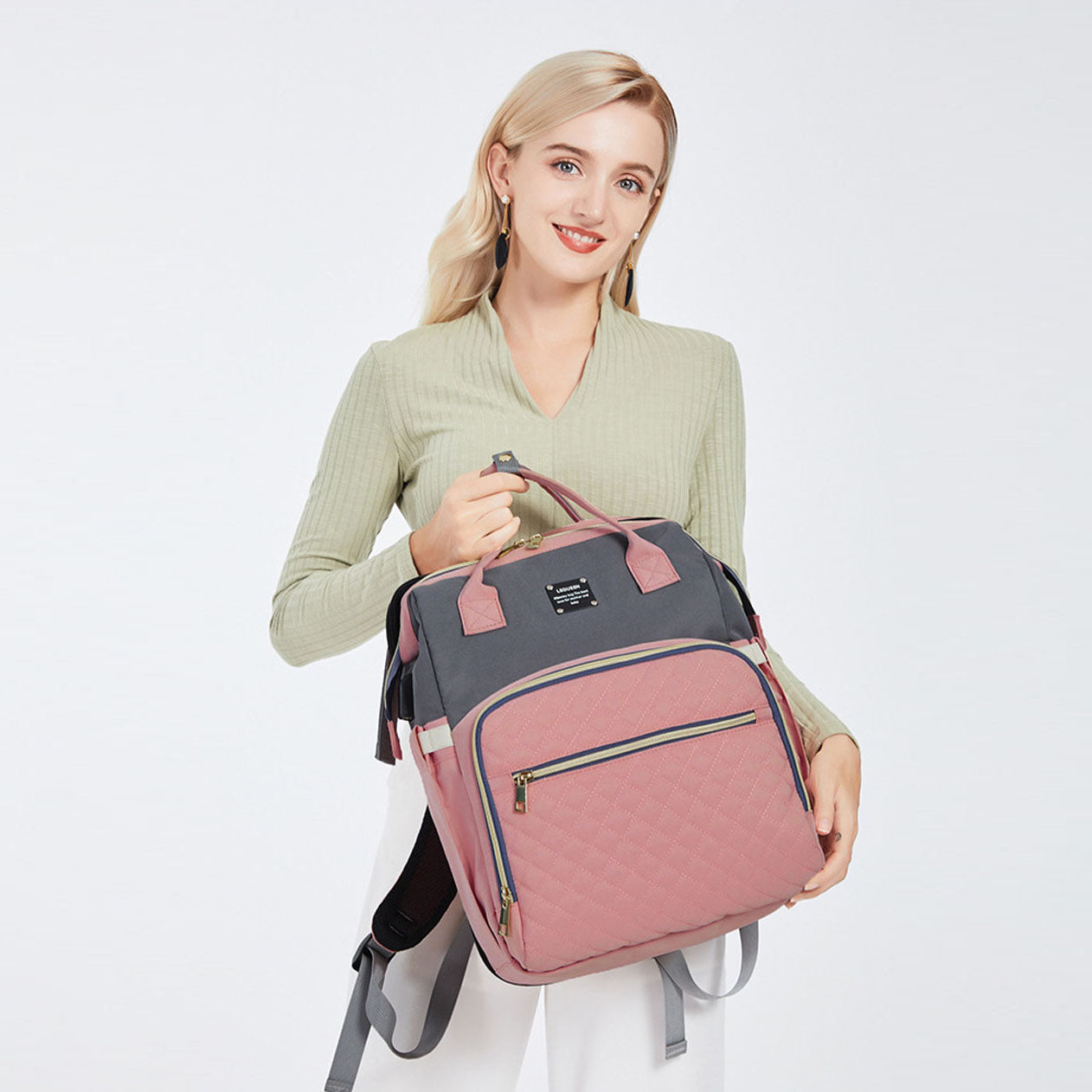 Baby Diapers Bag Backpack Portable Foldable Travel Bed Large Capacity USB Port