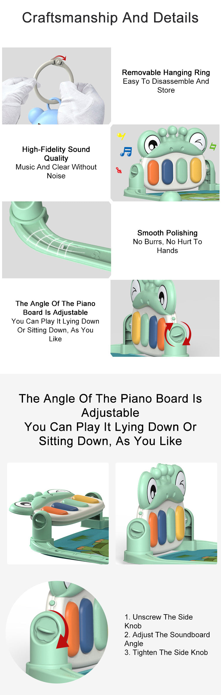 Baby Gym Game Mat Music Pedal Piano Toy 0-36 Months Newborn
