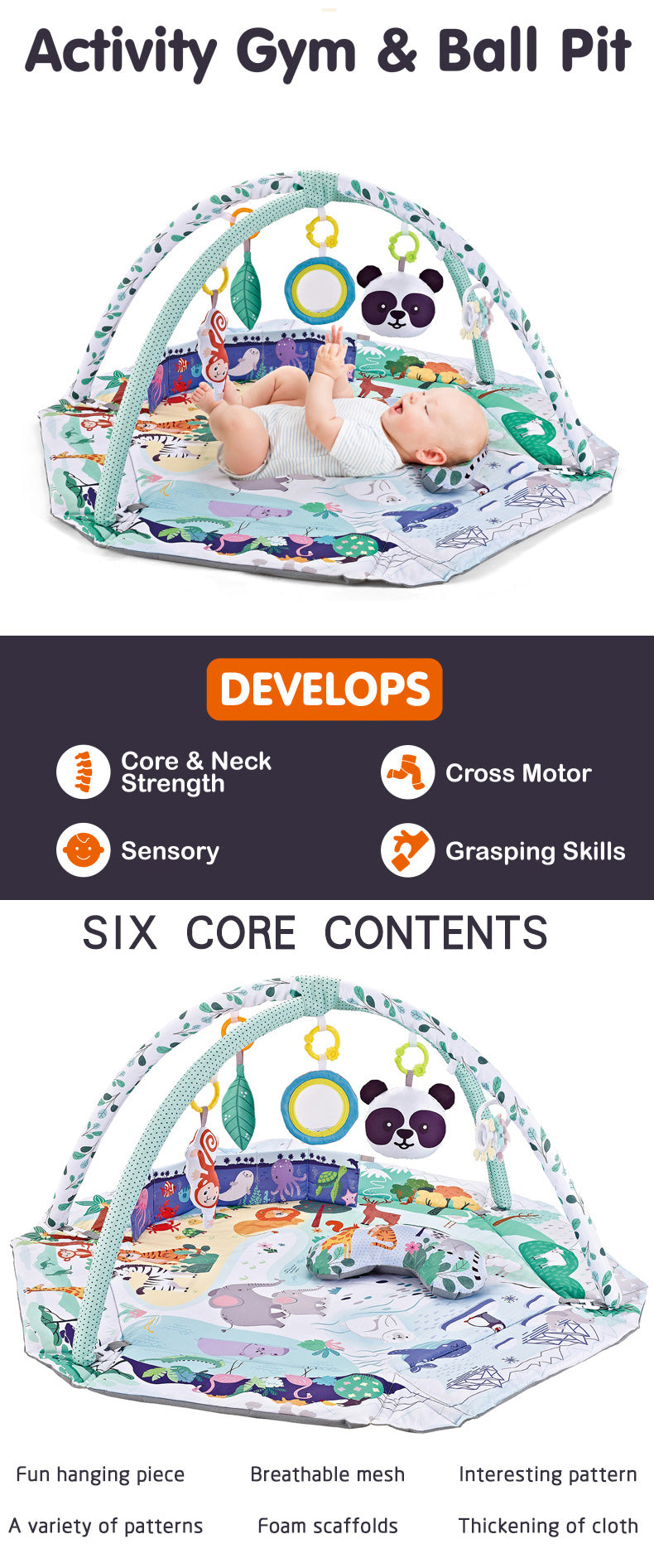 Baby Gym Ocean Crawling game Play Mat Ball Fence Fitness frame 0-36 months