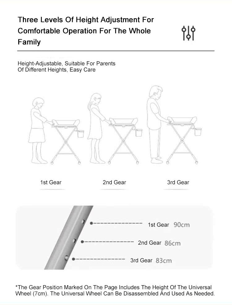 Baby diaper changing table foldable bathing table newborn care table adjustable
