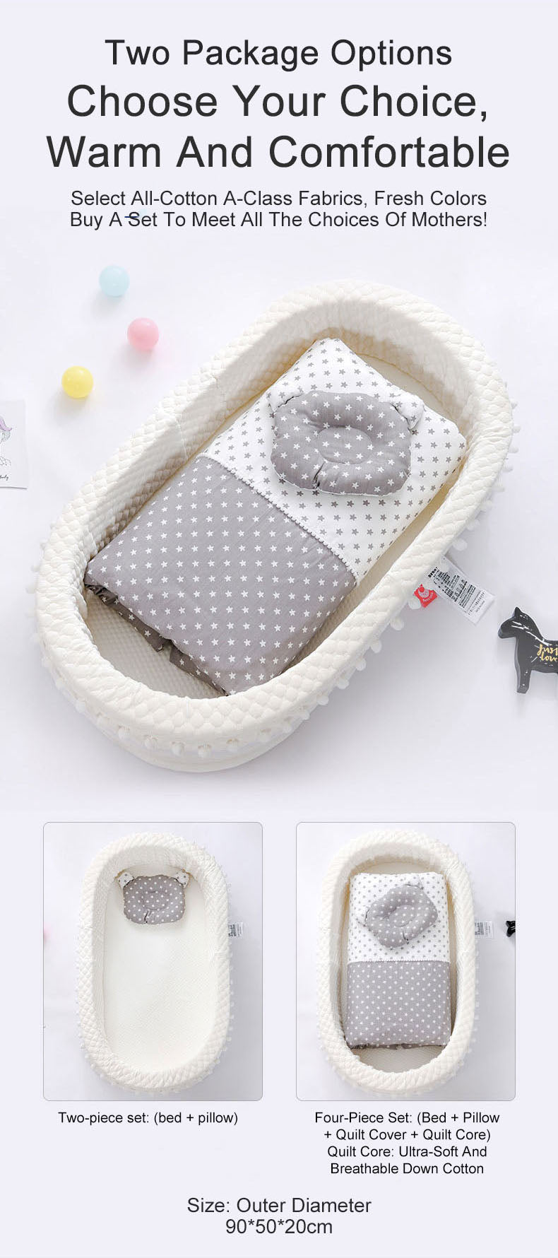 Cradle Baby bed Lounger portable nest Recliner removable washable High Side