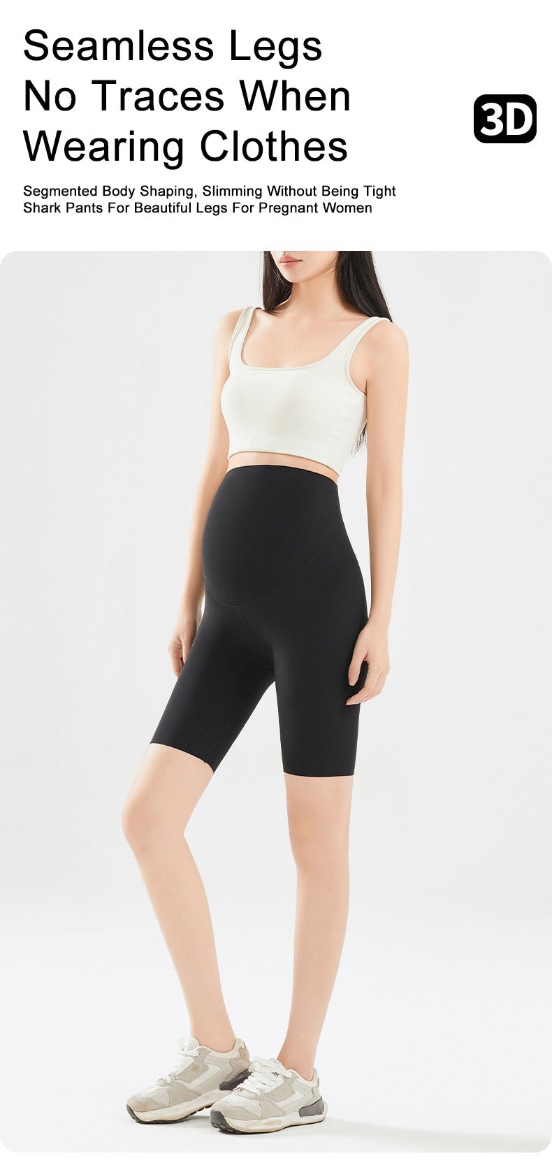 Anti-Slip Belly Support Leggings Mid-length | Full Coverage for Active Moms