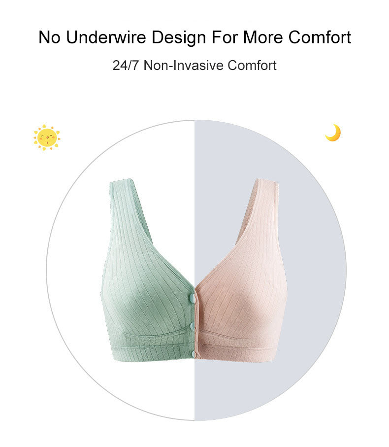 Cotton Nursing Bras: Front Button & Large Size for New Moms
