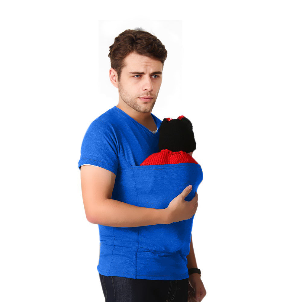 Kangaroo Mom Dad Pouch Baby Carrier T-Shirt Pocket For Women Men