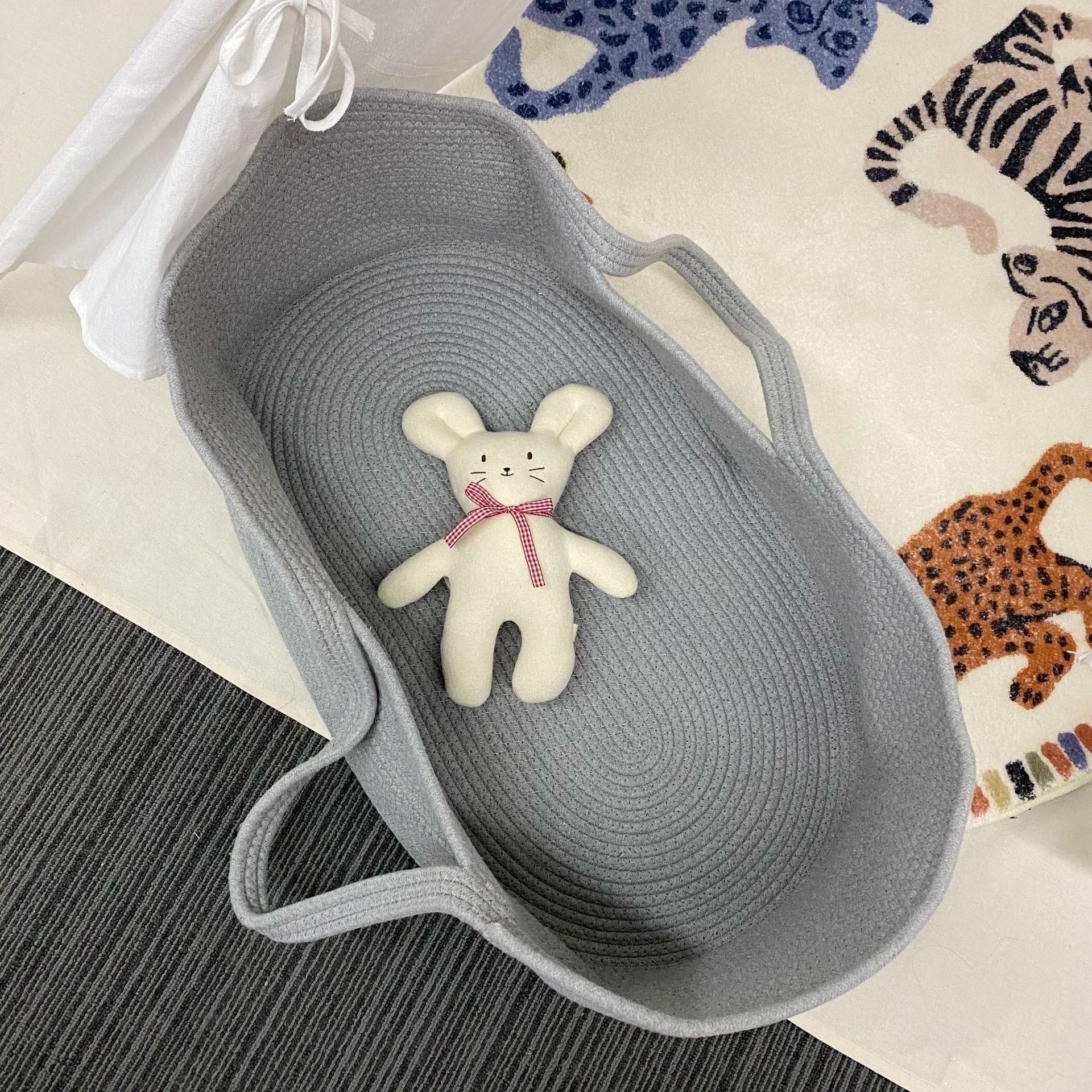 Portable Baby Moses Basket Crib Newborn Sleeping Bed with Pad Pillow