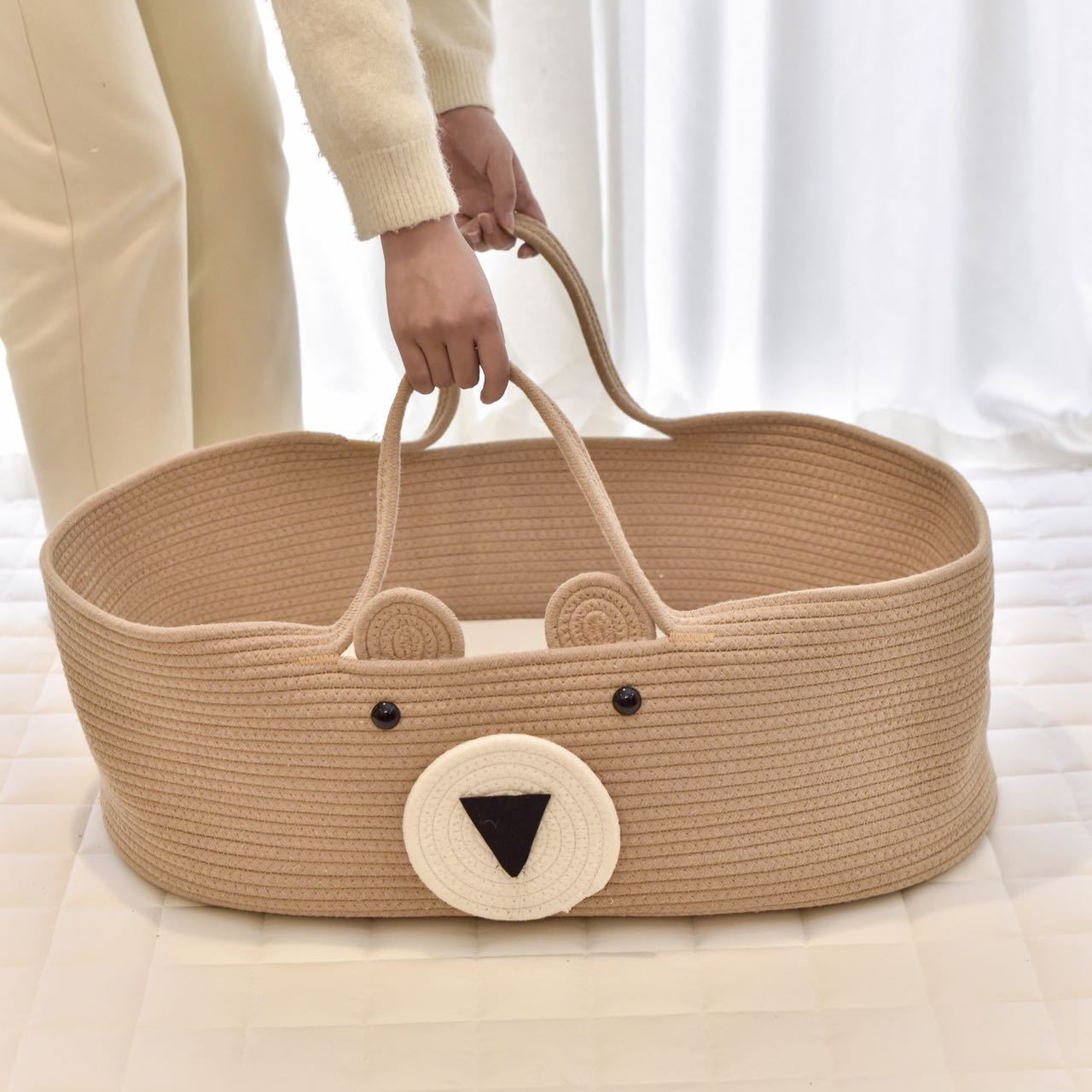 Portable Baby Moses Basket Crib Newborn Sleeping Bed with Pad Pillow