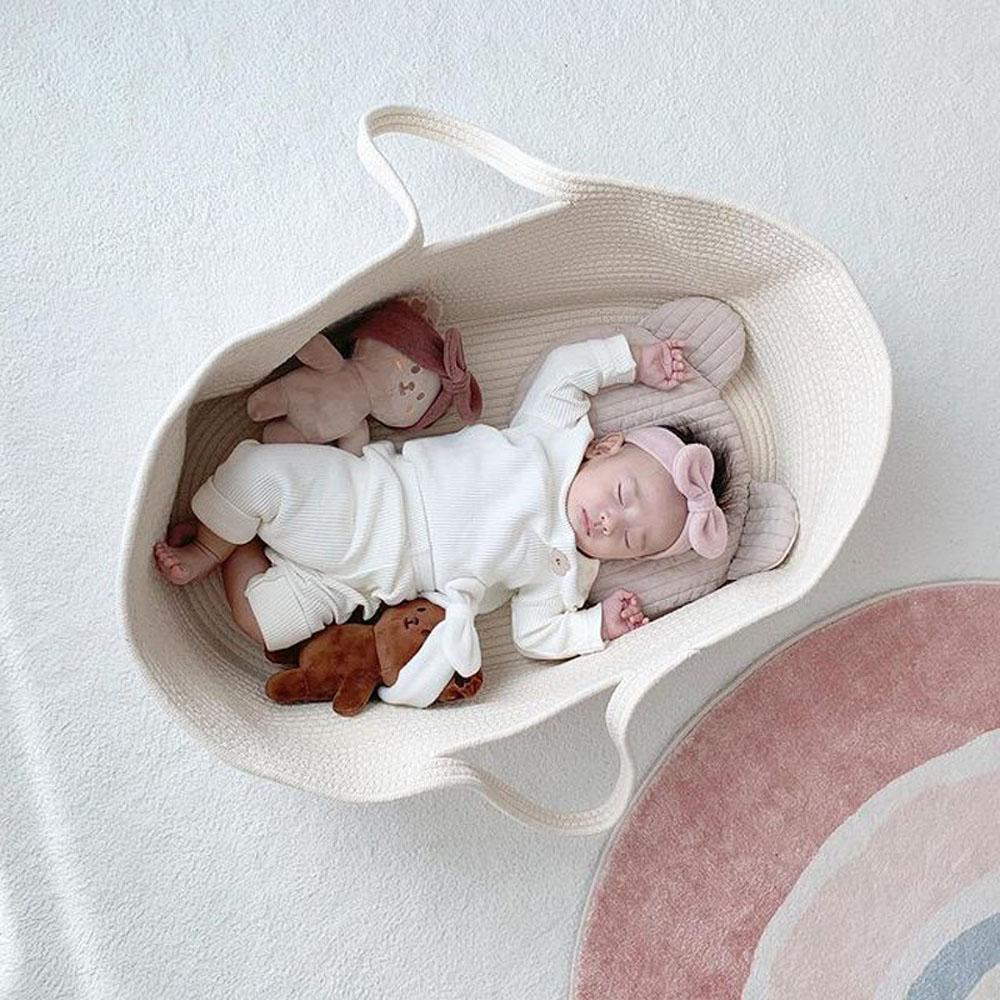 Portable Baby Moses Basket Crib Newborn Sleeping Bed with Pad Pillow