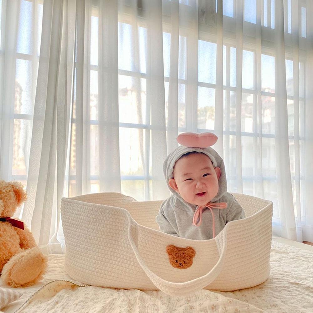 Portable Baby Moses Basket Crib Newborn Sleeping Bed with Pad Pillow
