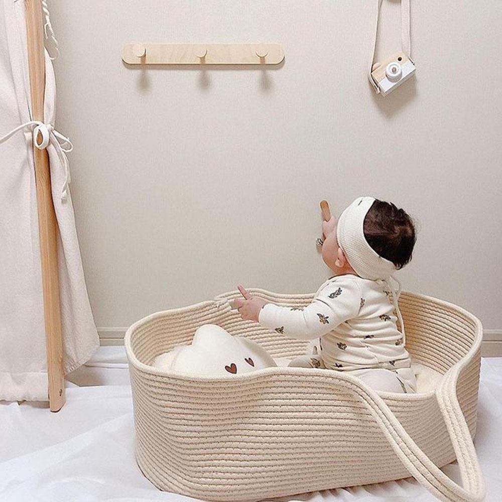 Portable Baby Moses Basket Crib Newborn Sleeping Bed with Pad Pillow