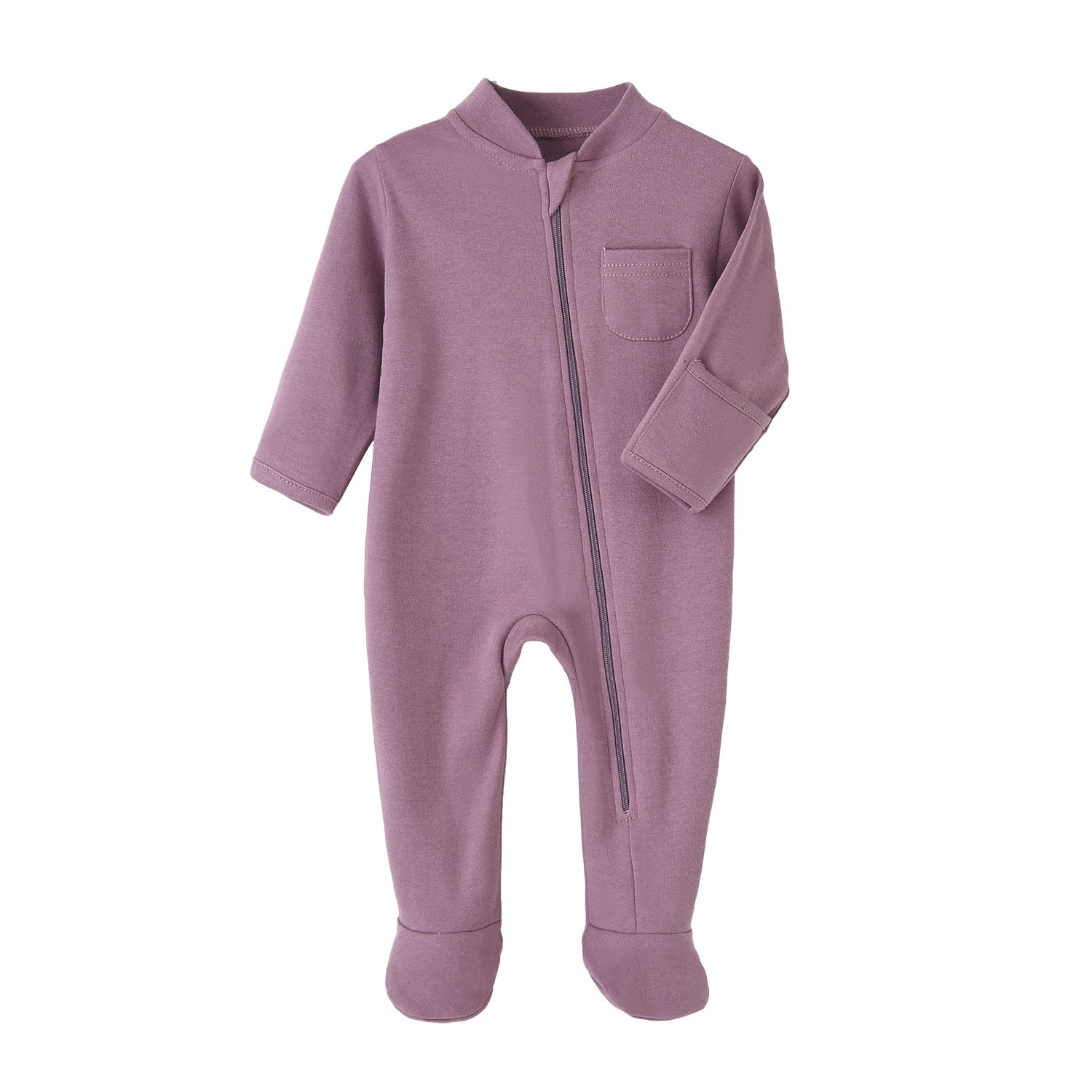 Zipper in Oat baby newborn Romper