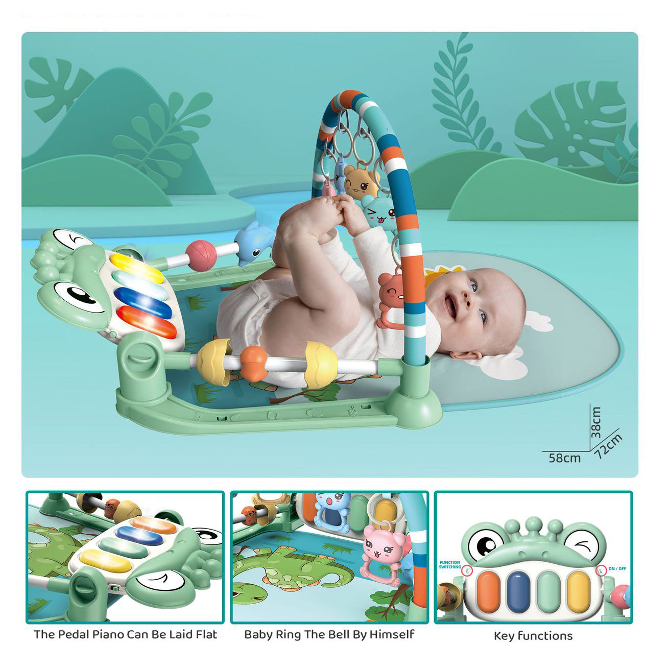 Baby Gym Game Mat Music Pedal Piano Toy 0-36 Months Newborn