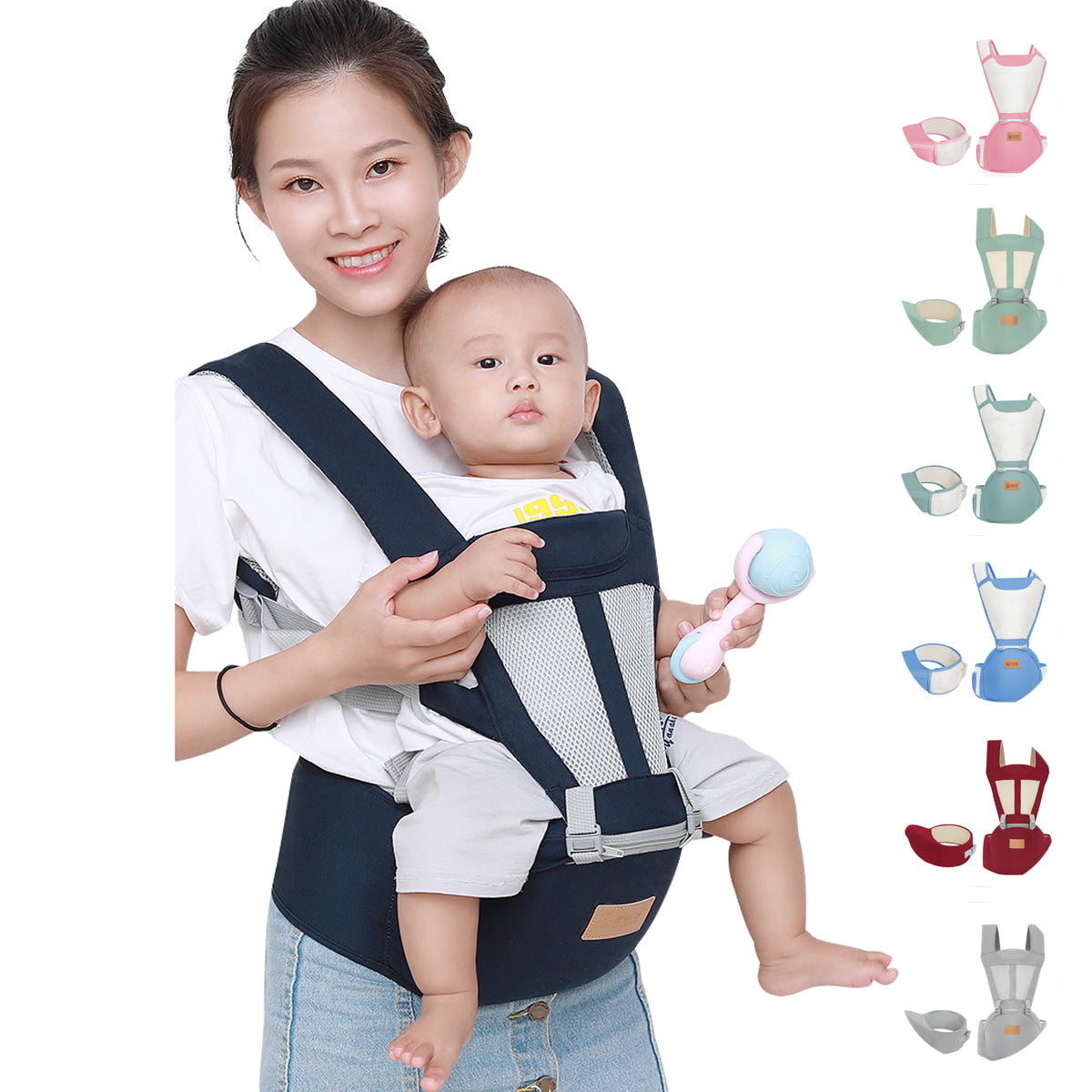 Ergonomic Baby Carrier with Hip Seat – 6-in-1 Multi-Way for Newborns to Toddlers