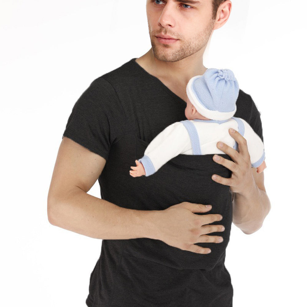 Kangaroo Mom Dad Pouch Baby Carrier T-Shirt Pocket For Women Men