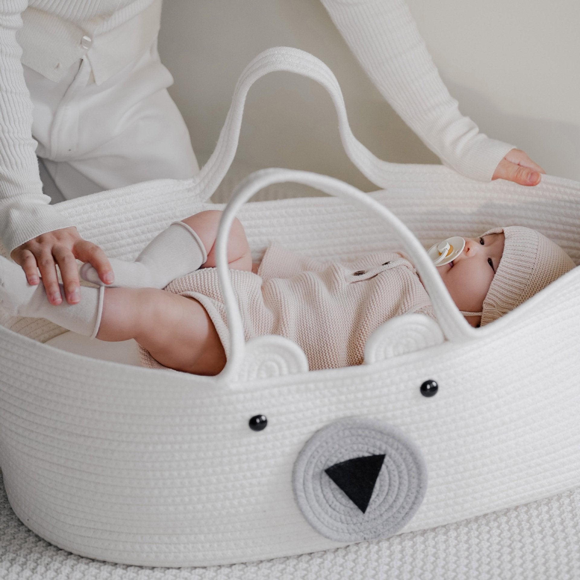 Portable Baby Moses Basket Crib Newborn Sleeping Bed with Pad Pillow