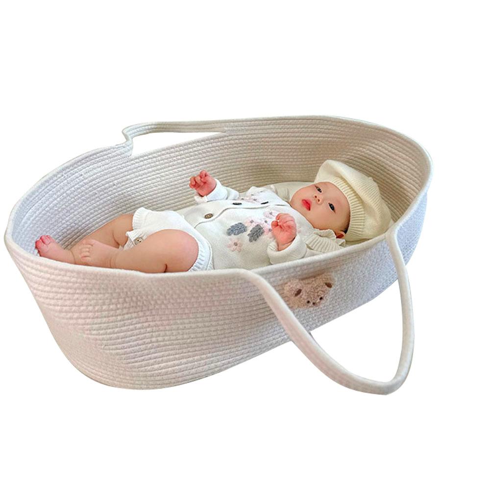 Portable Baby Moses Basket Crib Newborn Sleeping Bed with Pad Pillow