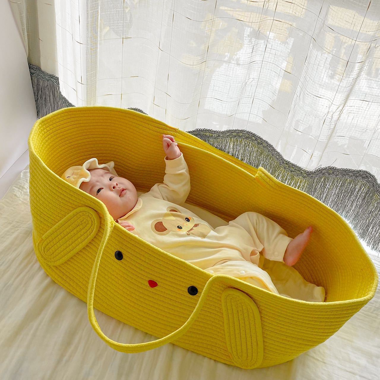 Portable Baby Moses Basket Crib Newborn Sleeping Bed with Pad Pillow
